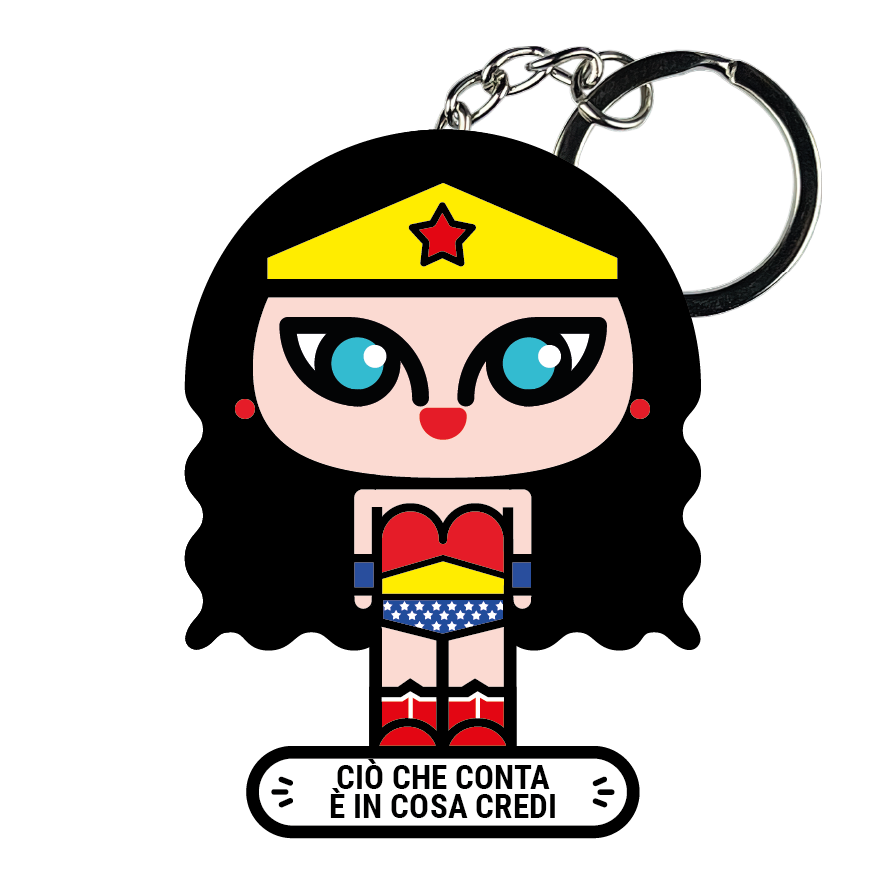 portachiavi smart, micro me, biglietto da visita digitale, dc comics, wonder woman